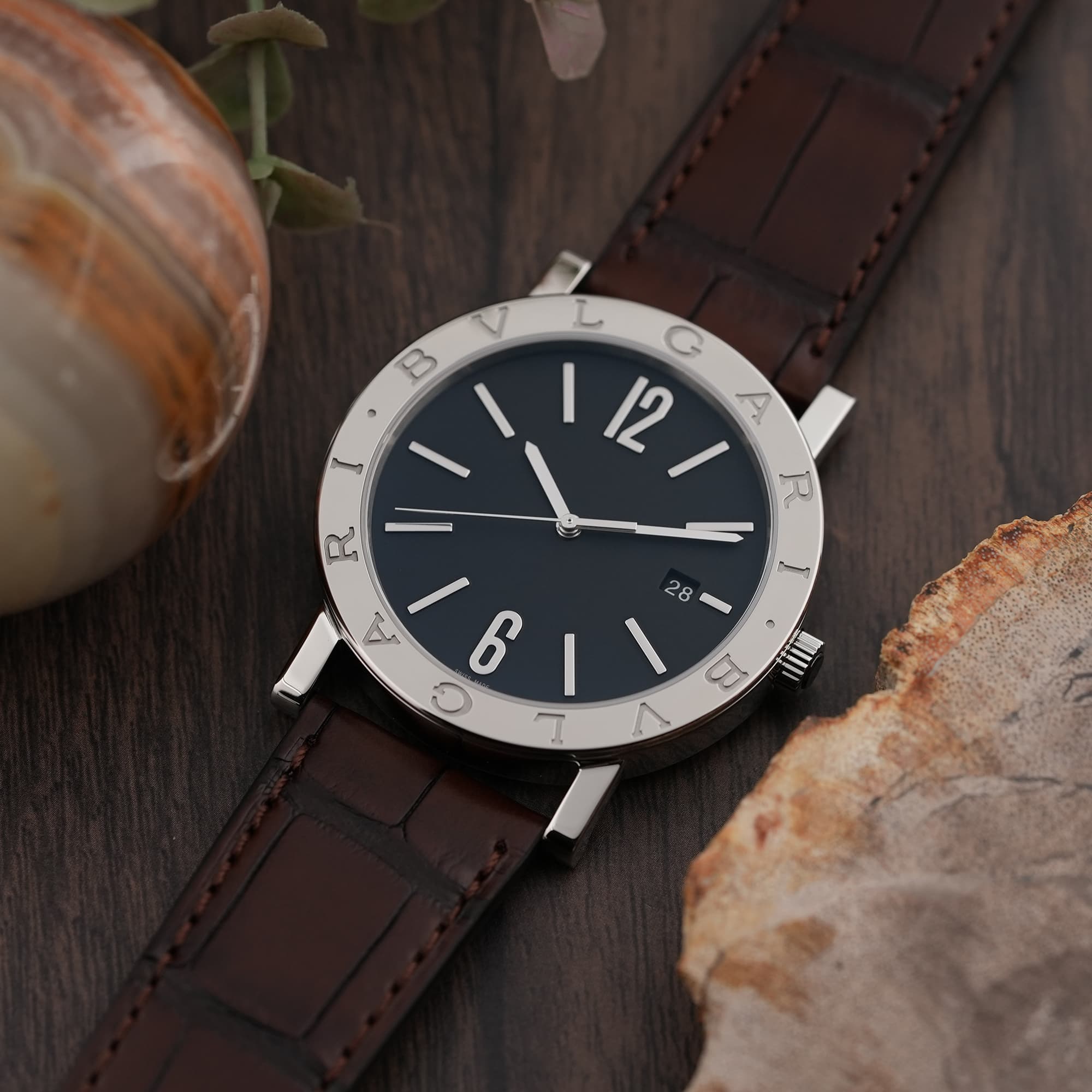 ブルガリ ブルガリブルガリ ダークブラウン 新品)BVLGARI ブルガリ ブルガリ・ブルガリ BBL26C11SPG/12 12Pダイヤ
