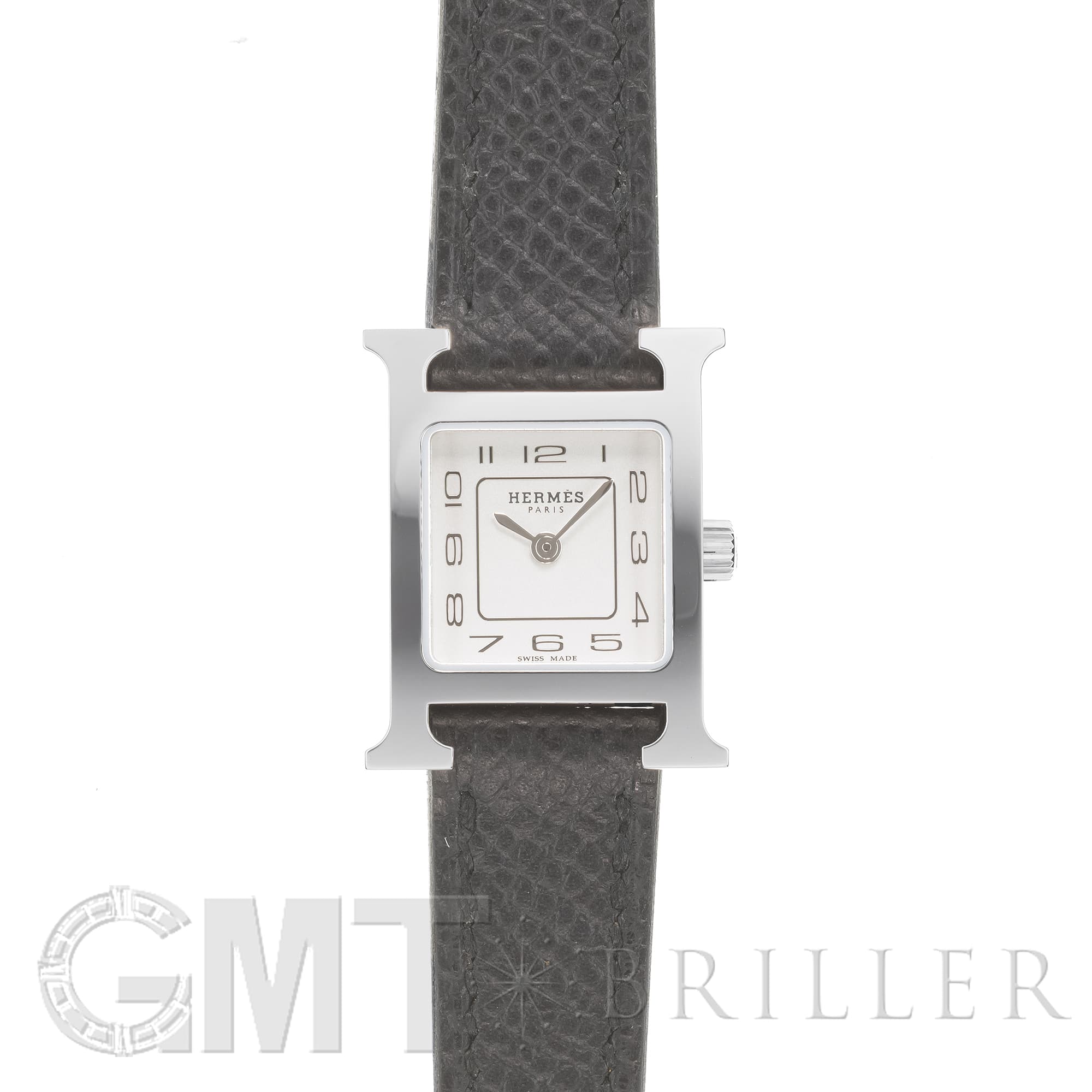 中古)HERMES エルメス Hウォッチ ミニ 21mm ノワール シルバー HH1