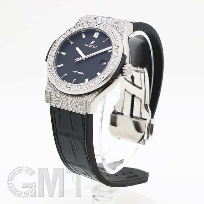 ウブロ クラシック フュージョン チタニウム パヴェ 581.NX.1171.RX.1704 クオーツ チタン レディース HUBLOT 【中古】 【時計】 新品)HUBLOT ウブロ クラシック フュージョン チタニウム ダイヤモンド