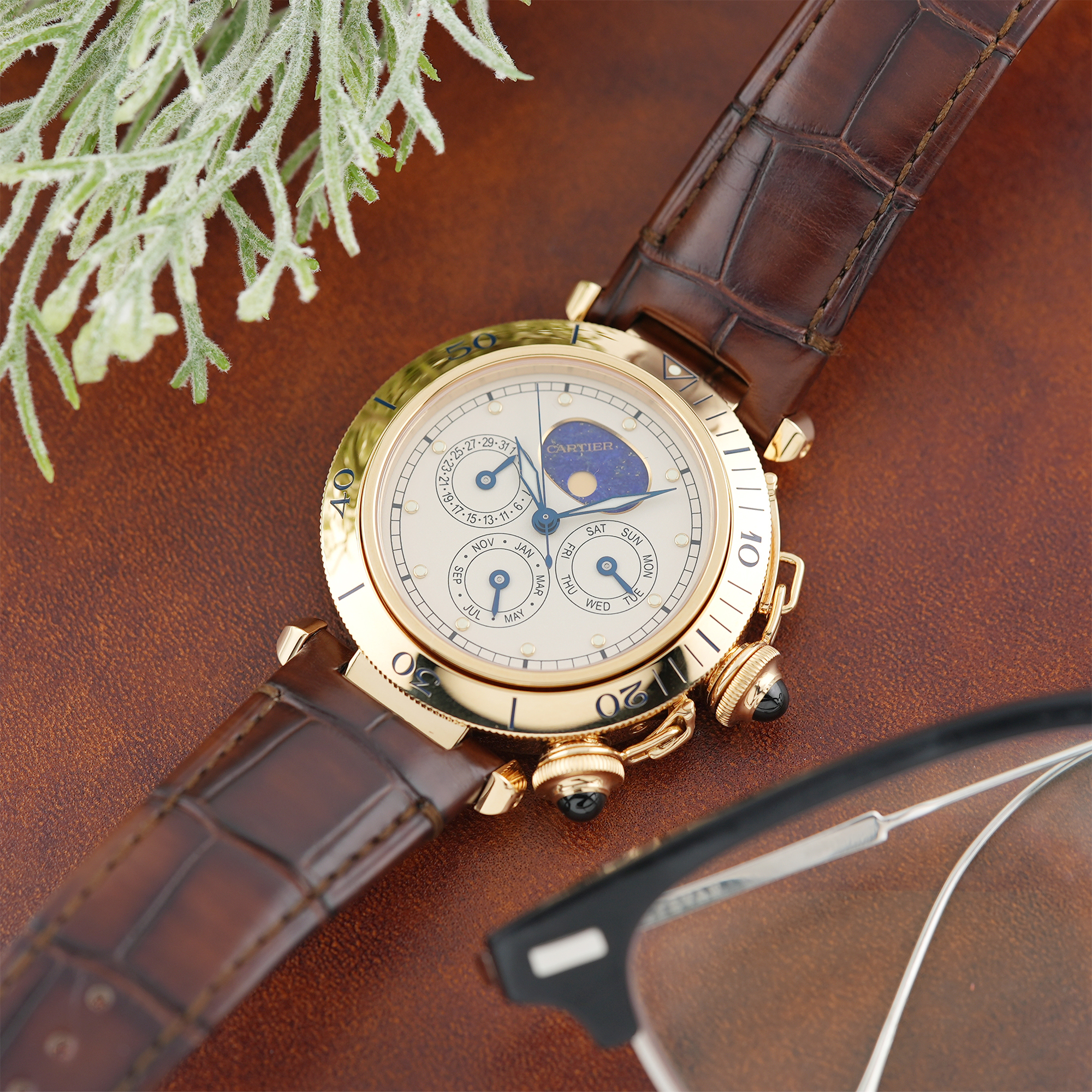 中古)CARTIER カルティエ パシャ フルカレンダー ムーンフェイズ