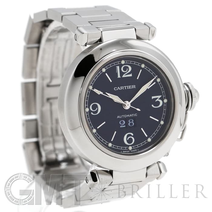 中古)CARTIER カルティエ パシャC ビッグデイト ブルー SS W31047Ｍ7 