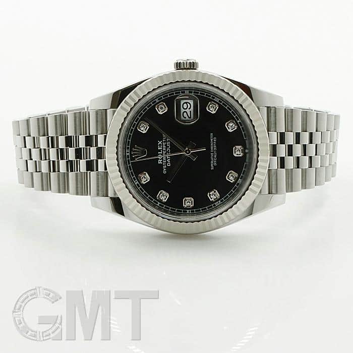 ROLEX ロレックス デイトジャスト ブレス 4コマ SS 【新品仕上げ済】 中古)ROLEX ロレックス デイトジャスト 41 126334G ブラック 10Pダイヤ