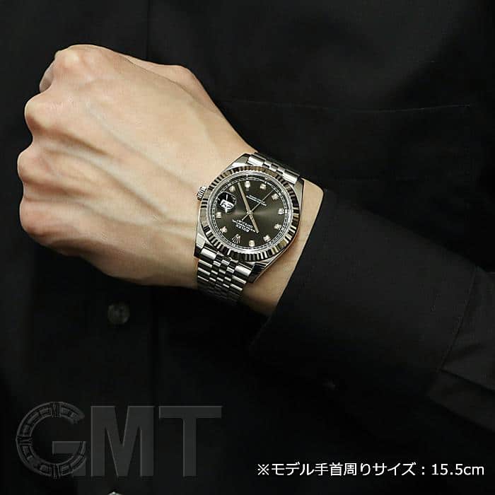 中古)ROLEX ロレックス デイトジャスト 41 126334G ブラック 10Pダイヤ