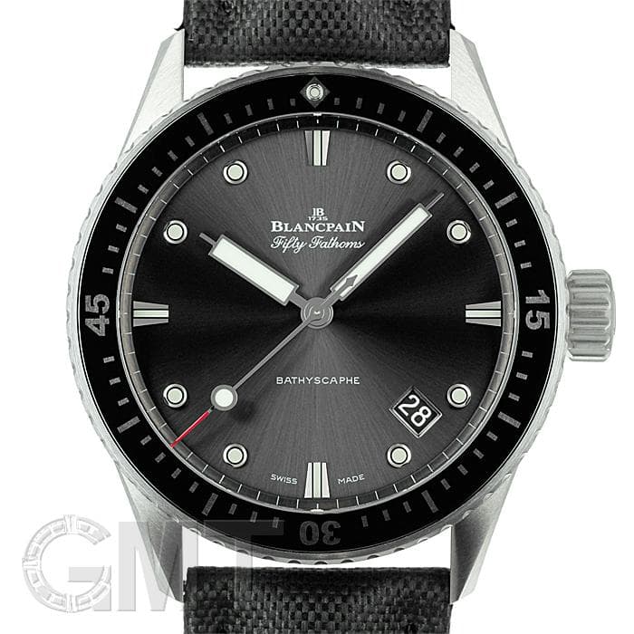 【Blancpain/ブランパン】 フィフティファゾムス バチスカーフ 5000-0240 腕時計 セラミック/コーティングキャンバス 自動巻き/オートマ ネイビー文字盤/ネイビーベルト レディース【中古】【真子質店】【BL】【KTxx】 中古)BLANCPAIN ブランパン フィフティファゾムス バチスカーフ 5000