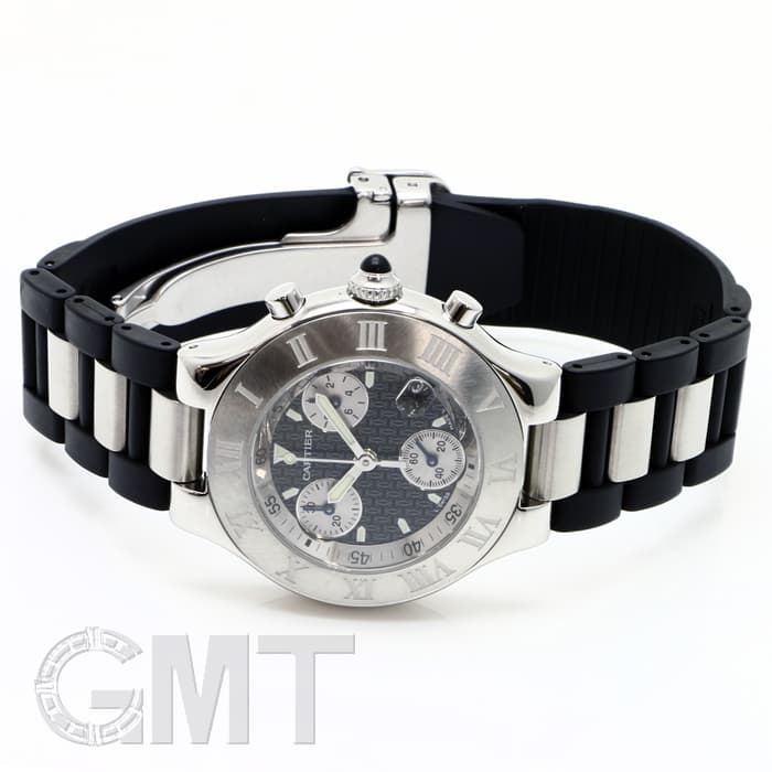 カルティエ　Cartier 腕時計　クロノスカフ ラバー クォーツ 中古)CARTIER カルティエ クロノスカフ ラバー W10125U2（商品ID