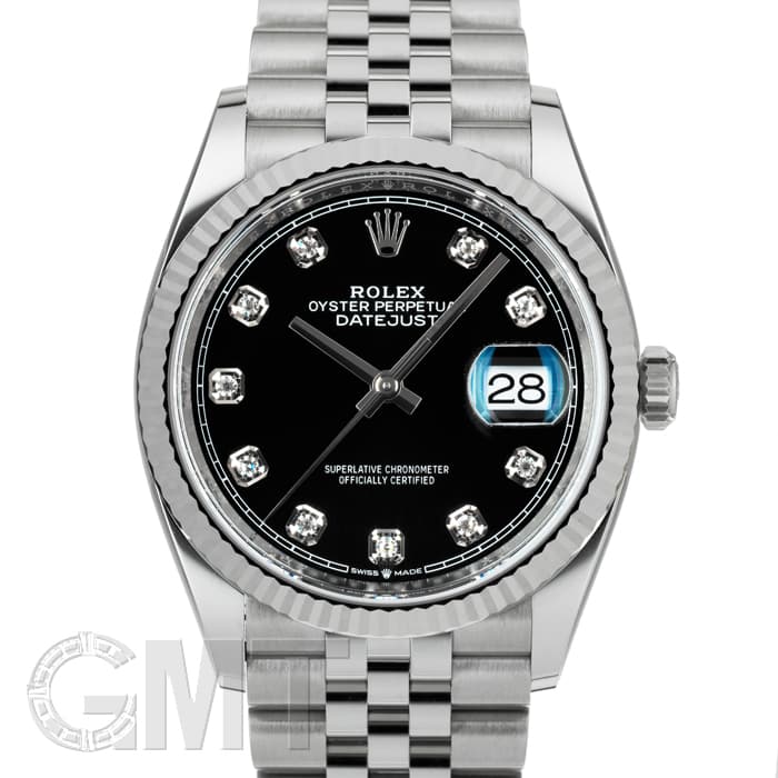 ロレックス　デイトジャスト10P 極美品 新品)ROLEX ロレックス デイトジャスト 36 126234G ブラック 10Pダイヤ