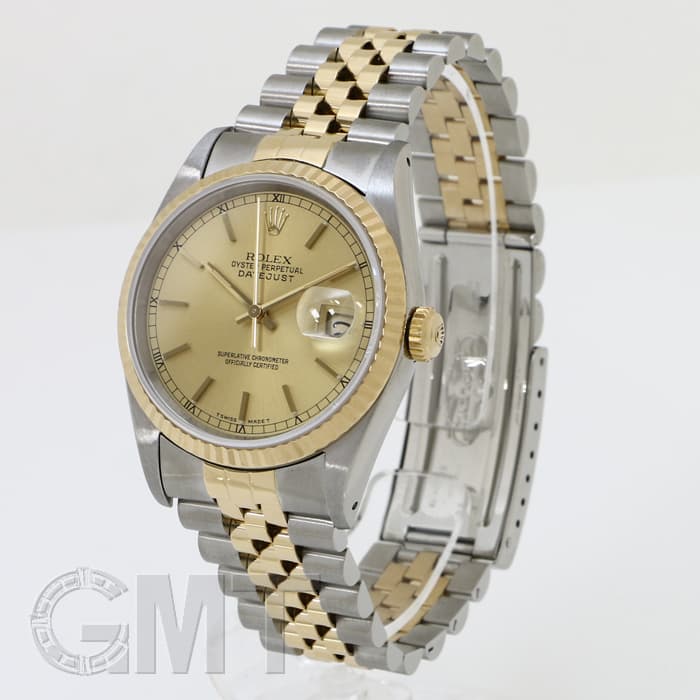 ロレックス Rolex 腕時計 オイスター パーペチュアル デイトジャスト 36 16233G L番 10ポイント ダイヤモンド インデックス サンレイ シャンパンカラー文字盤 フルーテッドベゼル ロレゾール ジュビリーブレス オイスタースチール K18YG 自動巻き 【中古】 212157_6.jpg