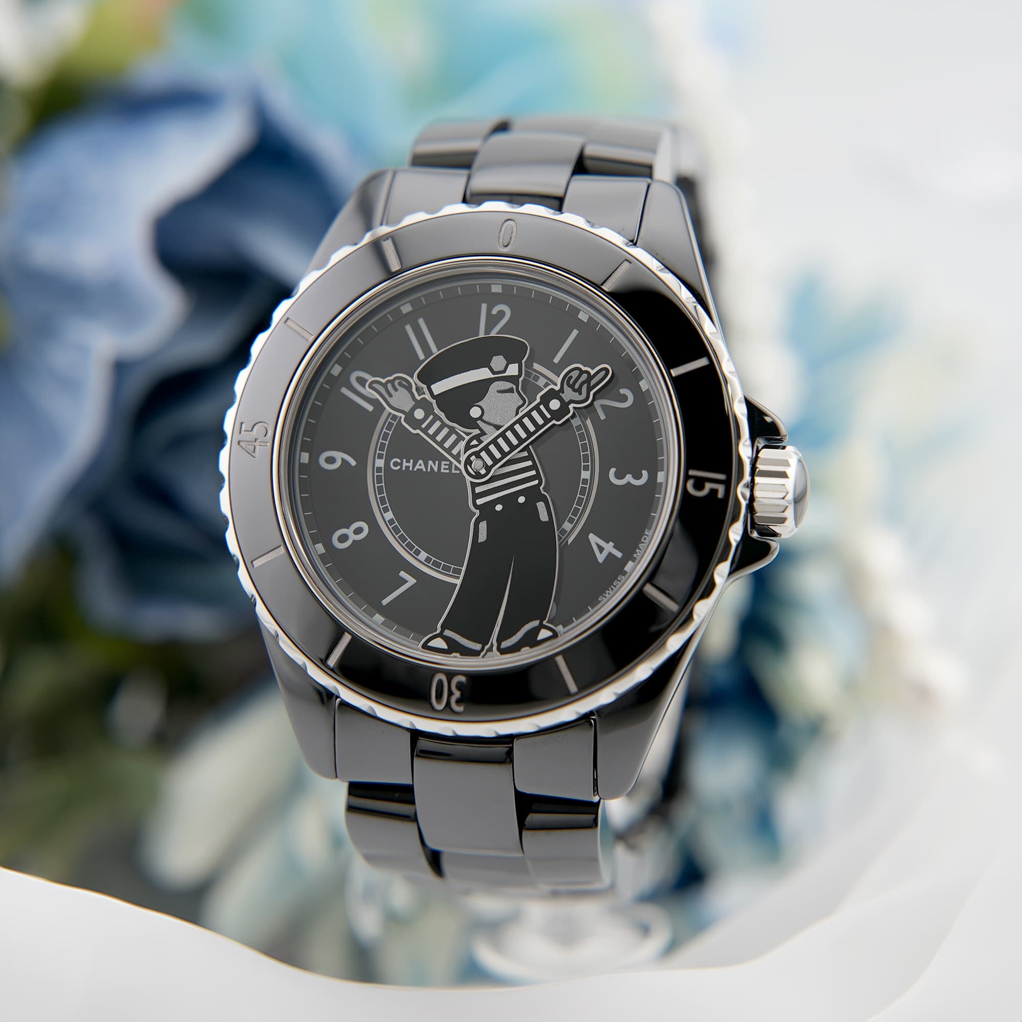中古)CHANEL シャネル J12 マドモアゼル ラパウザ H7609 ブラック 