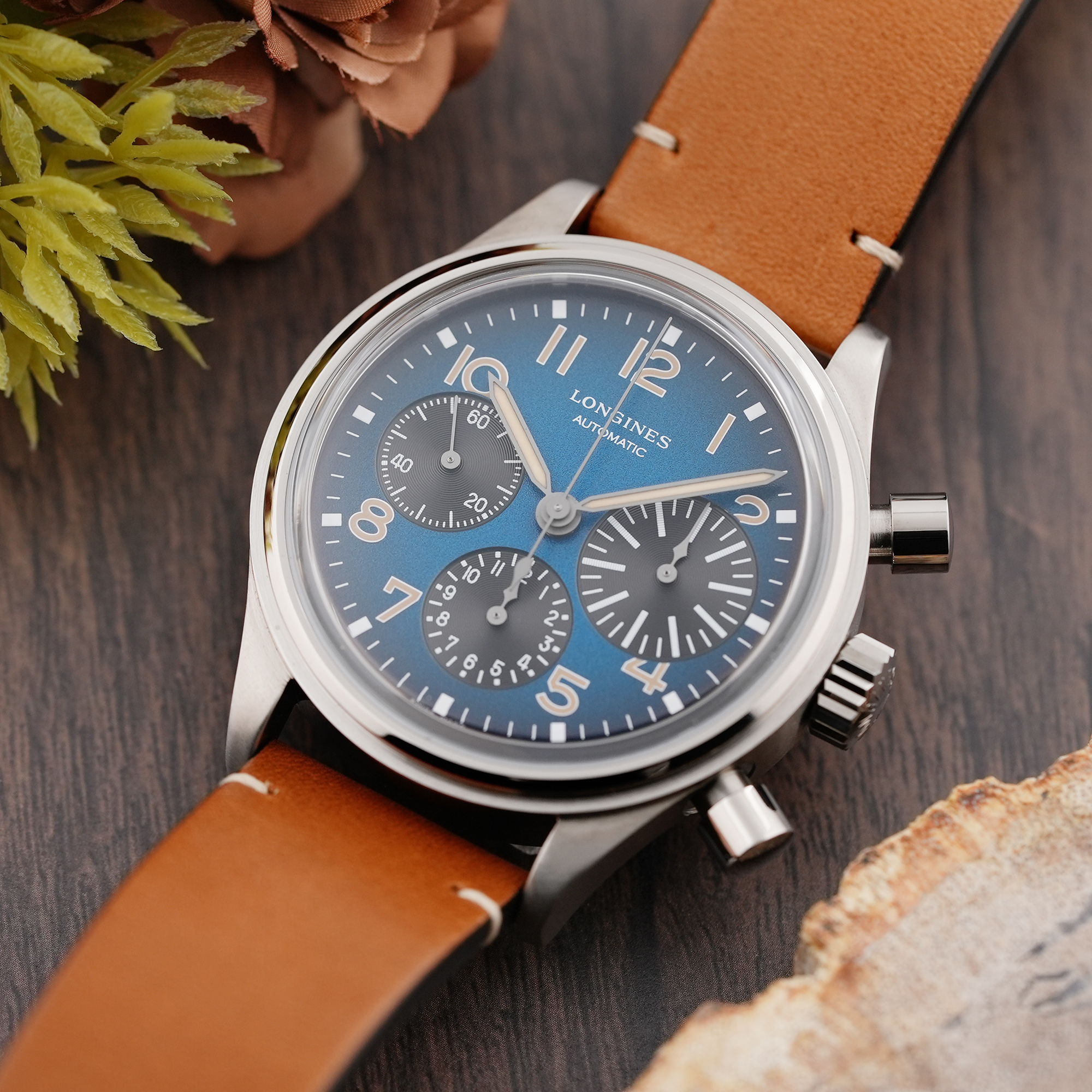 orange　 ロンジンケース　クォーツ 腕時計 グレー 新品)LONGINES ロンジン アヴィゲーション ビッグアイ L2.816.1.93.2