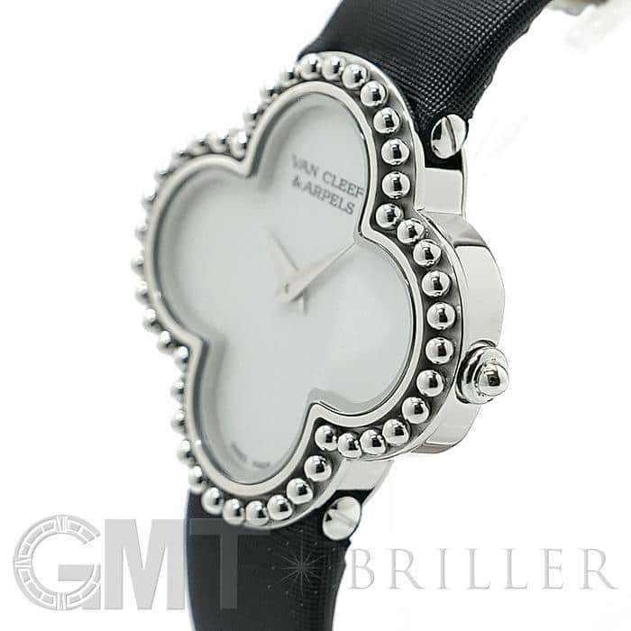 電池交換済 VanCleef&amp;Arppels ヴァンクリーフ＆アーペル アルハンブラ スモール VCARD21600 白 ホワイト シェル K18WG ホワイトゴールド 金無垢 純正ベルト 純正尾錠 レディース クォーツ【6ヶ月保証】【腕時計】【中古】 Van Cleef & Arpels - 電池交換済 VanCleef&Arppels ヴァンクリーフ