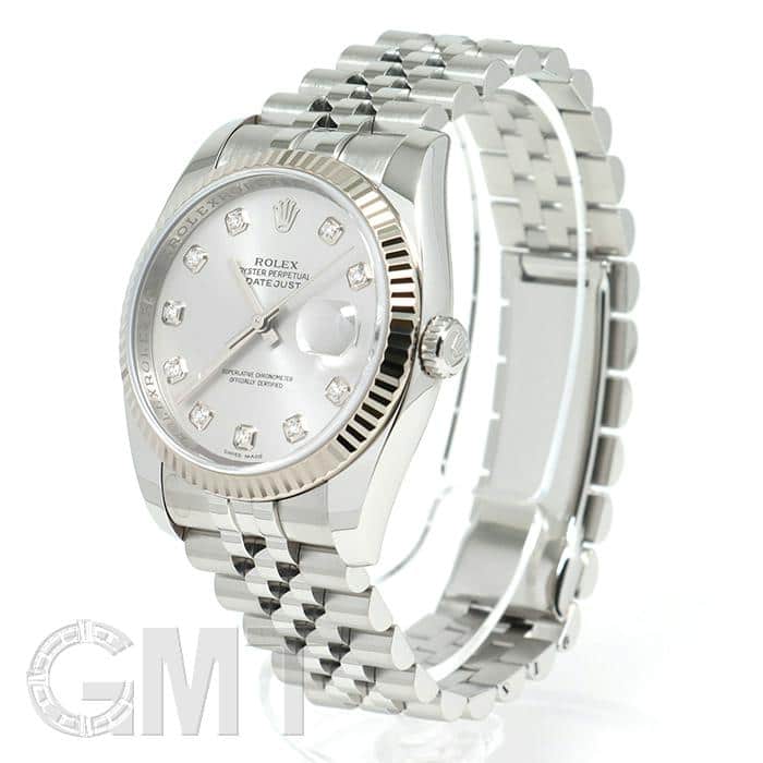 中古)ROLEX ロレックス デイトジャスト 116234G シルバー 10Pダイヤ