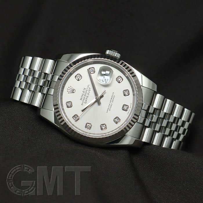 中古)ROLEX ロレックス デイトジャスト 116234G シルバー 10Pダイヤ