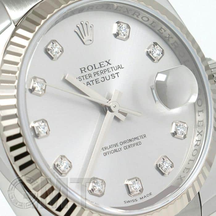 中古)ROLEX ロレックス デイトジャスト 116234G シルバー 10Pダイヤ