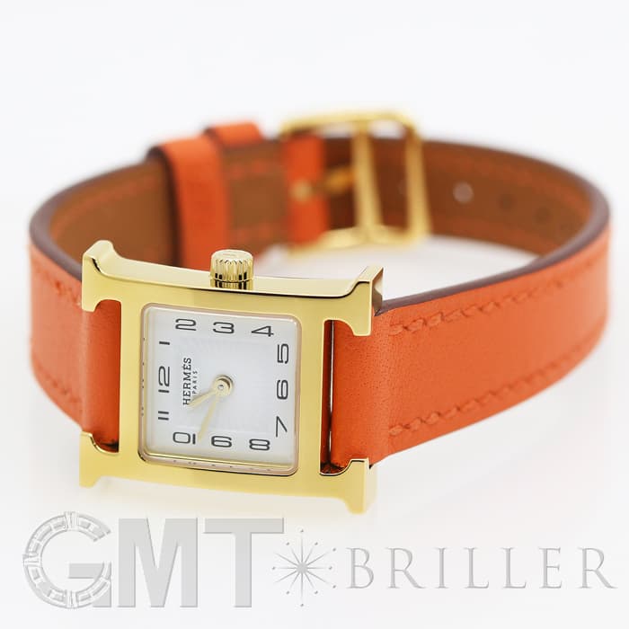 エルメス HERMES Hウォッチレザーベルト ゴールド金具 オレンジ 新品)HERMES エルメス Hウォッチ HH1.101.131/WW93 W037895WW00 H