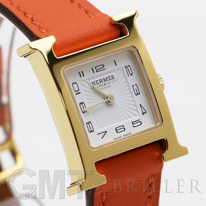 エルメス　Hウォッチミニ　レザーベルト　ドゥブルトゥール　オレンジ Hウォッチ ミニ 21mm ドゥブルトゥール[W038179WW00] H Watch Mini
