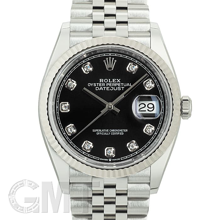 中古)ROLEX ロレックス デイトジャスト 36 126234G ブラック 10Pダイヤ