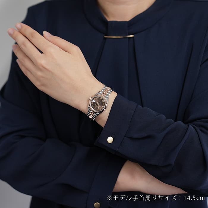 【144733】ROLEX ロレックス 279171 デイトジャスト 28 チョコレートローマダイヤル ランダム番 PG/SS 自動巻き ギャランティーカード 当店オリジナルボックス 腕時計 時計 WATCH レディース 女性 女【中古】 ROLEX - 【144733】ROLEX ロレックス 279171 デイトジャスト 28