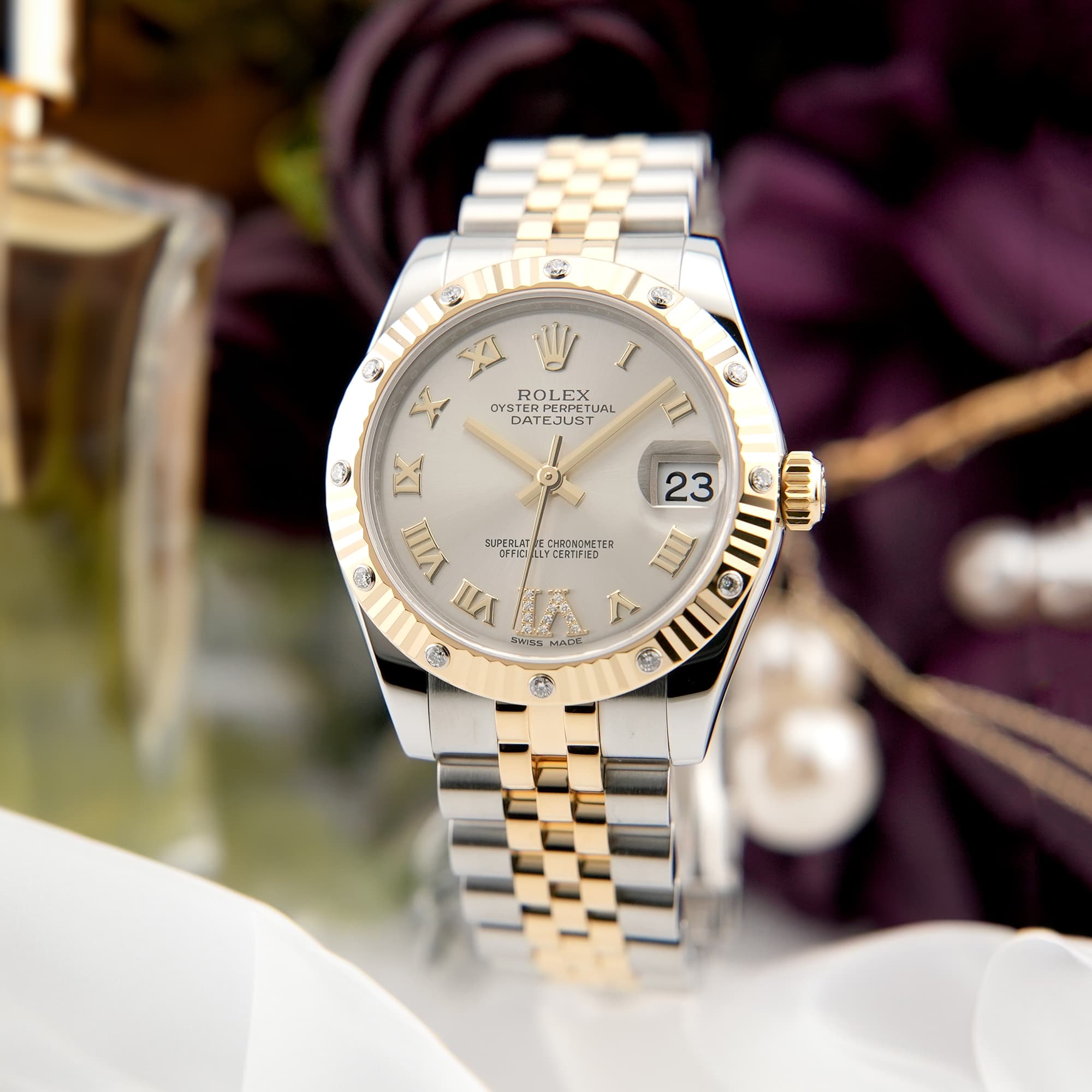 中古)ROLEX ロレックス デイトジャスト 178313 シルバーローマ ベゼル