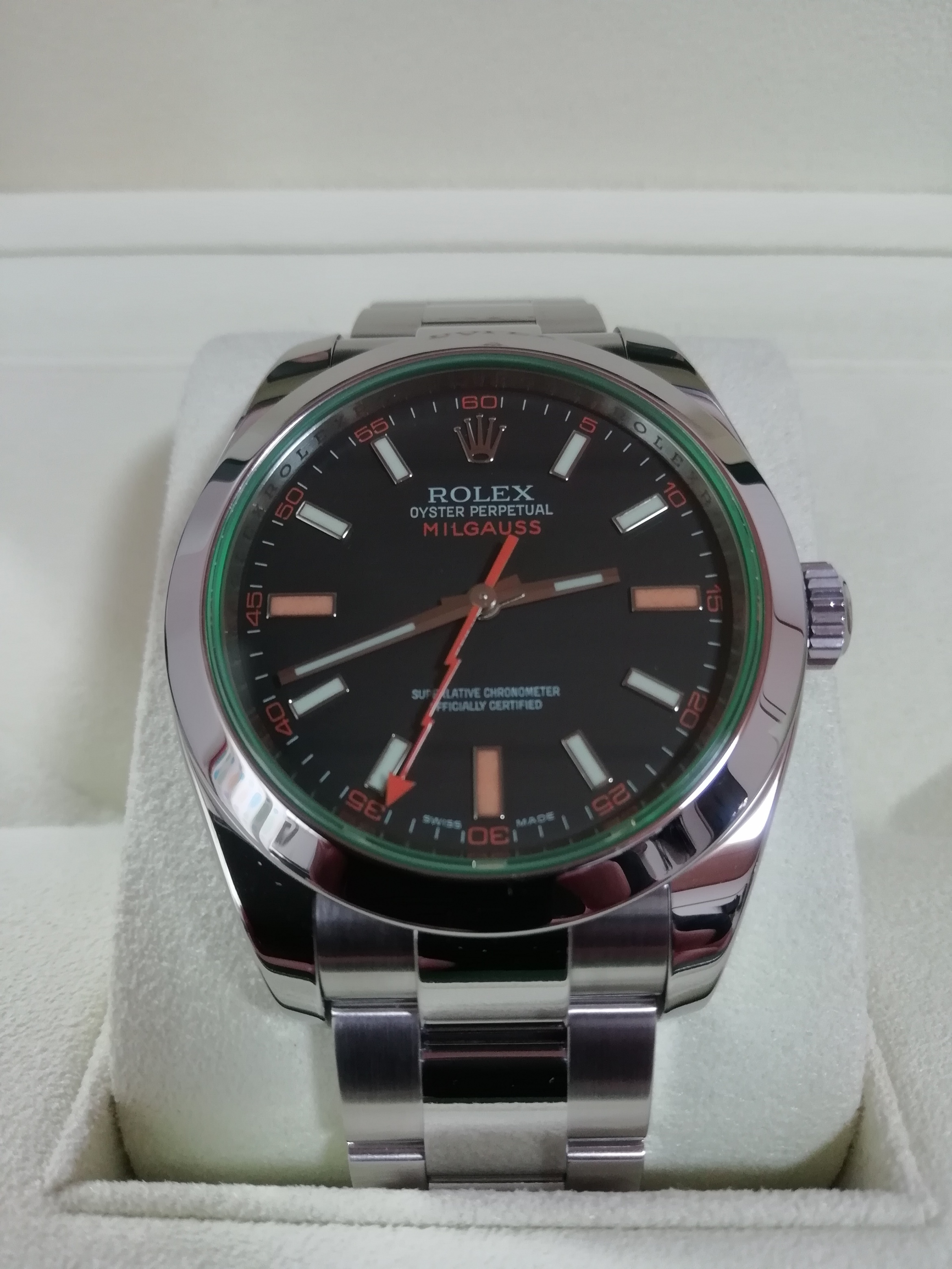 中古)ROLEX ロレックス ミルガウス 116400GV ブラック【純正保護シール 
