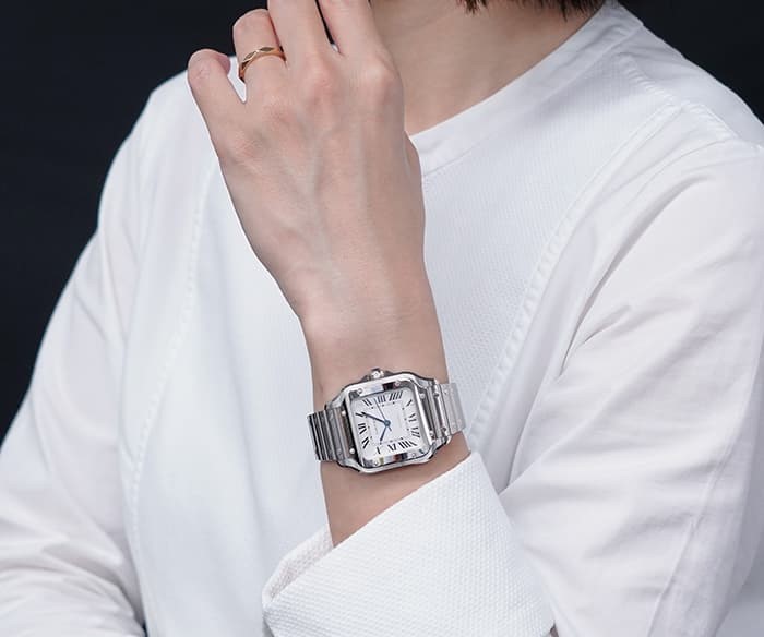 未使用 アントルラセ ドゥ カルティエ ストール Cartier 中古)CARTIER カルティエ サントス ドゥ カルティエ MM WSSA0029